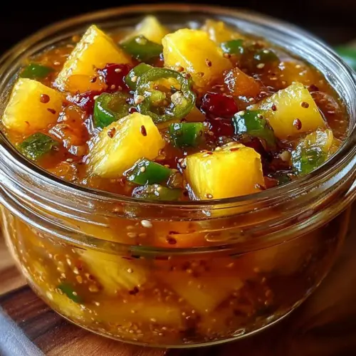 Delicious homemade pineapple cowboy candy in a jar