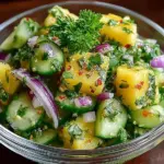 Fresh and vibrant pineapple cucumber salad served in a bowl