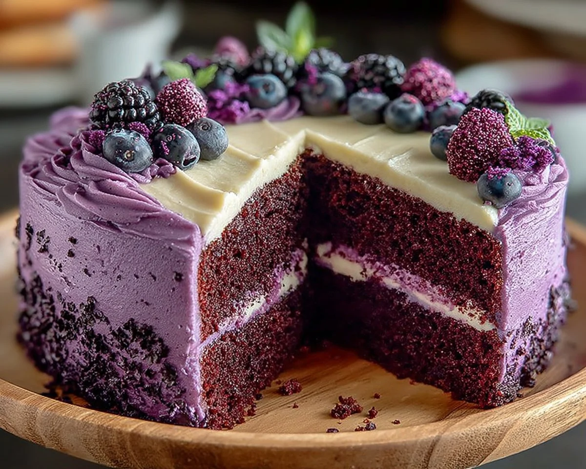 Purple Velvet Cake with Cream Cheese Frosting