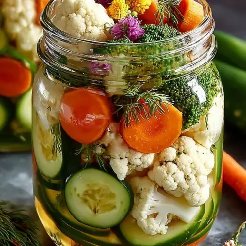 Jars of assorted refrigerator pickled vegetables for preserving freshness.
