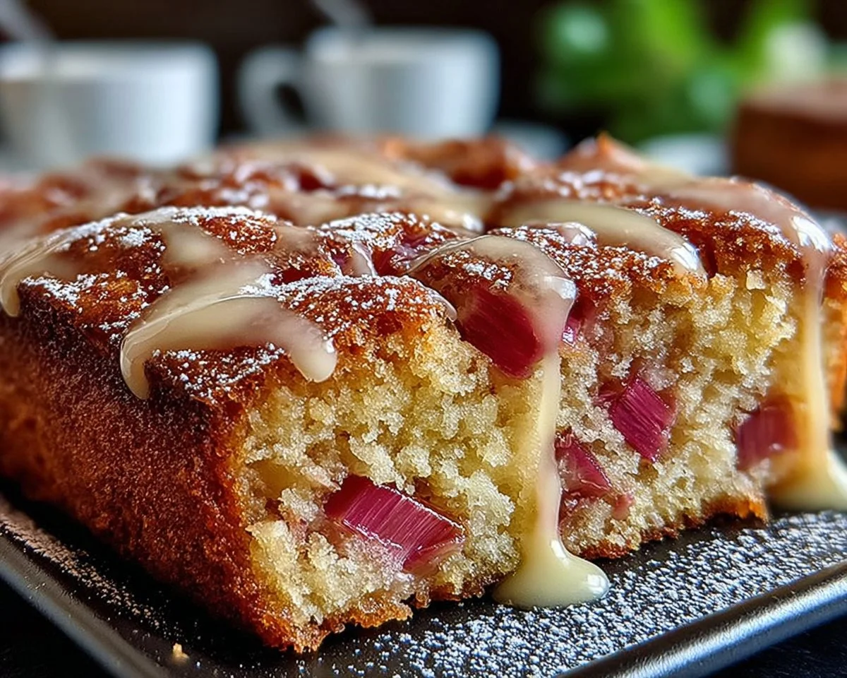 Rhubarb Cake with Butter Sauce