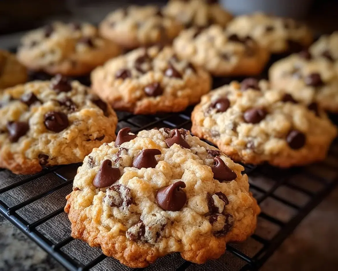 Delicious Rice Krispie chocolate chip cookies on a plate
