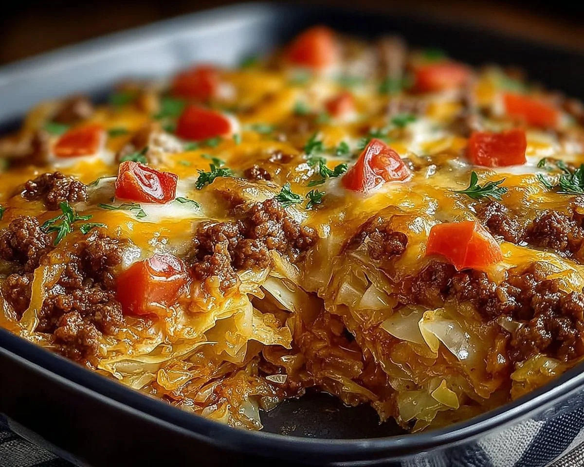 Savory Cabbage Beef Bake