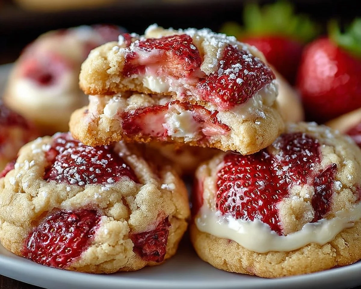 Sensational Strawberry Cheesecake Cookies