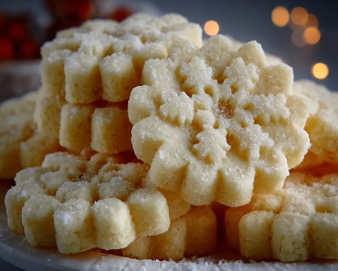Freshly baked shortbread cookies on a cooling rack.