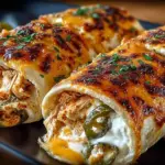 Smoky Cheesy Jalapeño Chicken Rolls served on a plate