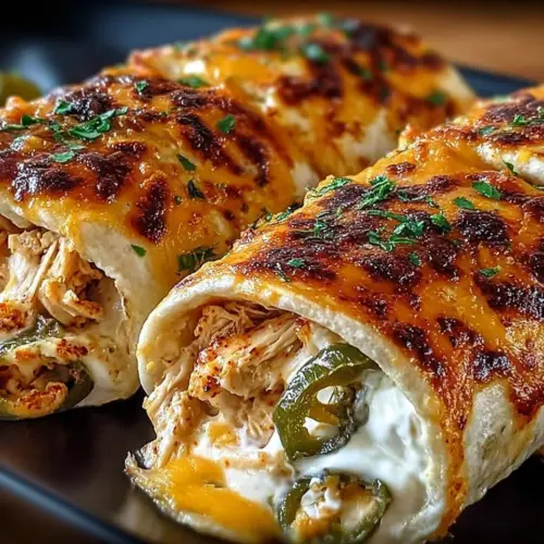 Smoky Cheesy Jalapeño Chicken Rolls served on a plate