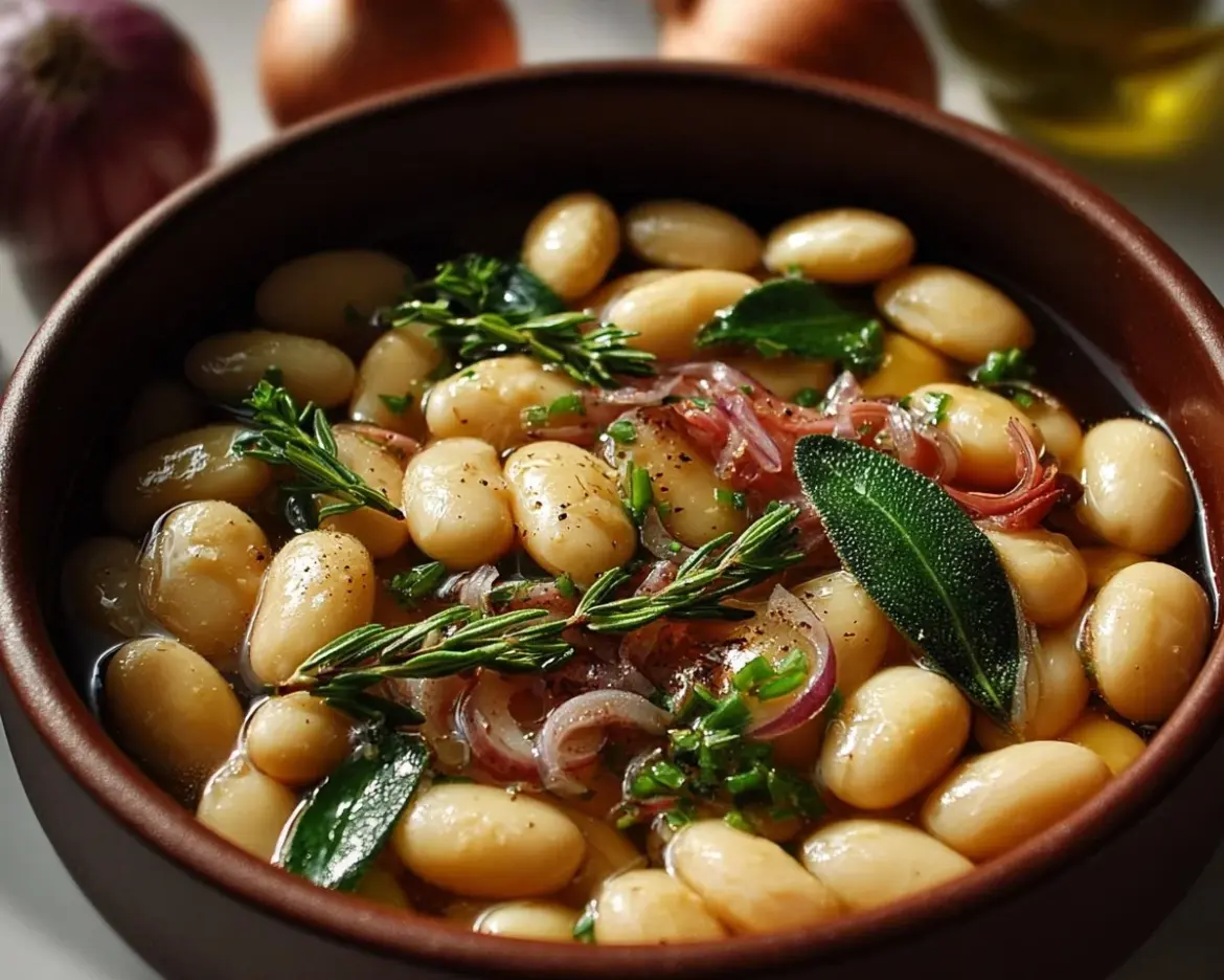 Southern Butter Beans recipe with fresh ingredients in a serving bowl