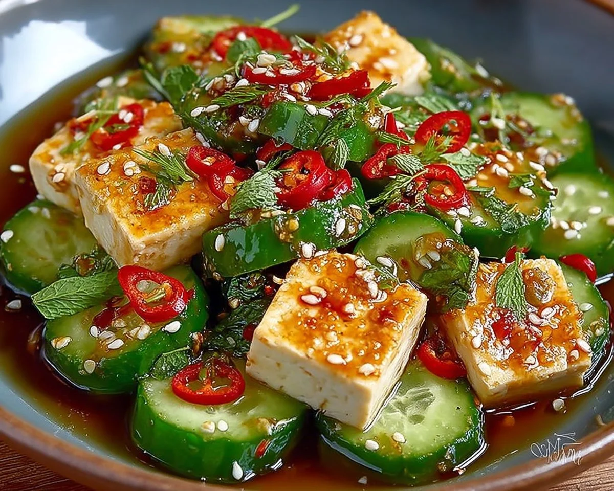 Spicy Cucumber and Tofu Salad