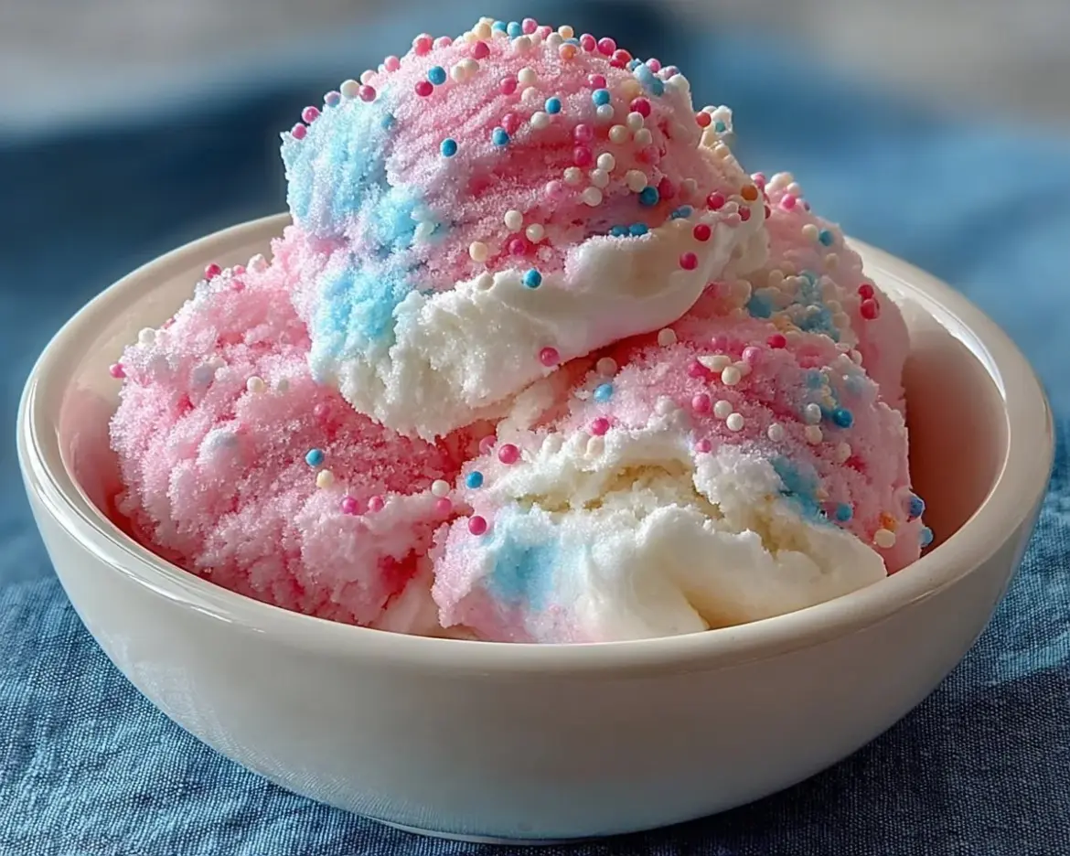 Stargazer Cotton Candy Ice Cream in a colorful bowl