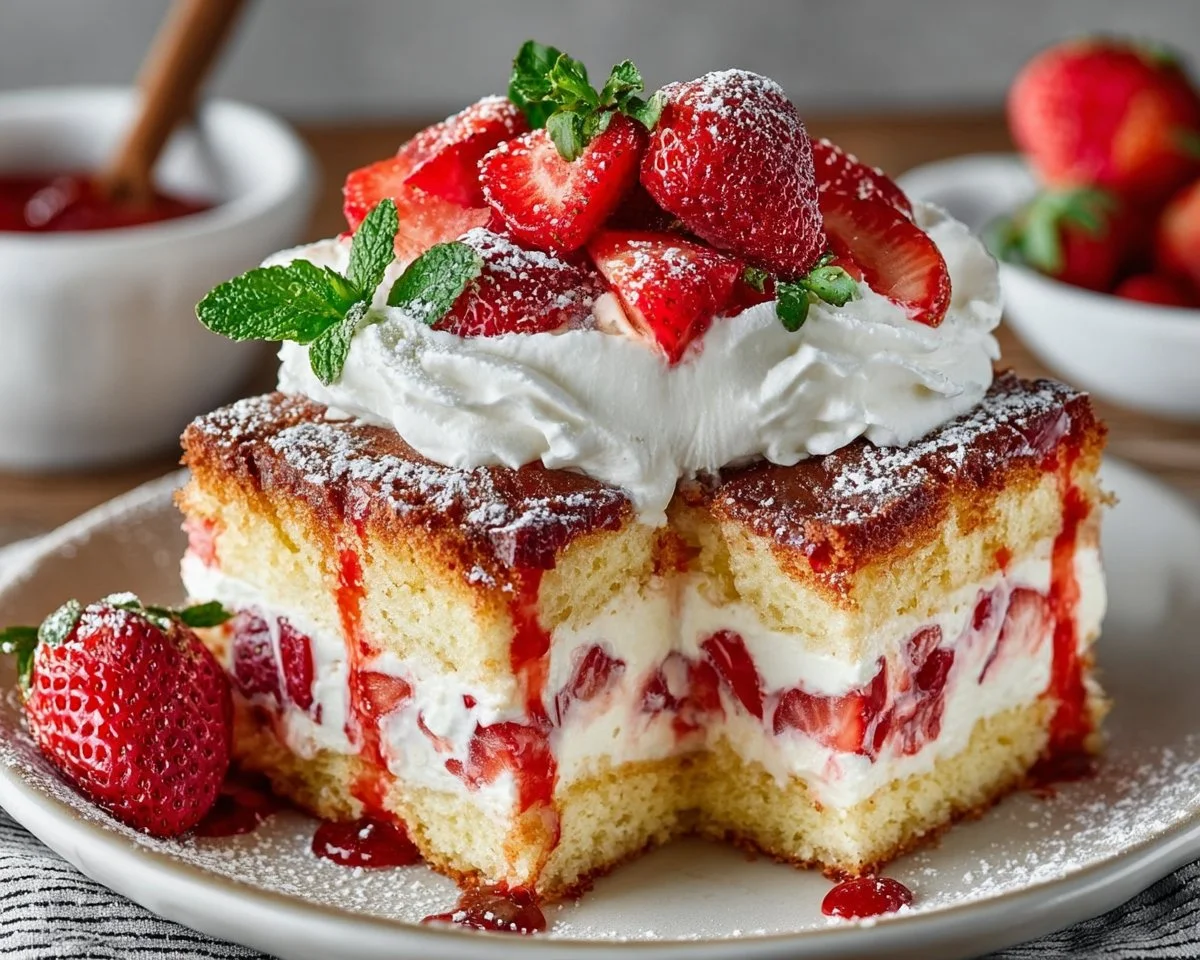 Strawberry Earthquake Cake