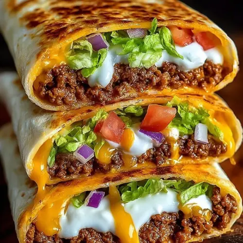 Taco Bell Crunchwrap Supreme with layers of ingredients and fresh toppings