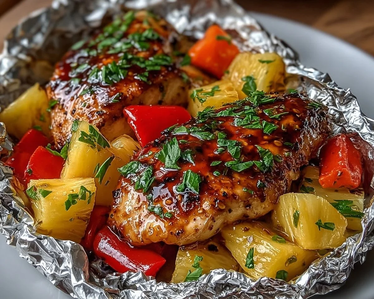 Teriyaki Chicken and Pineapple Foil Packets