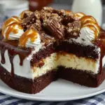 Delicious Twix Cake featuring chocolate, caramel, and a crunchy base.